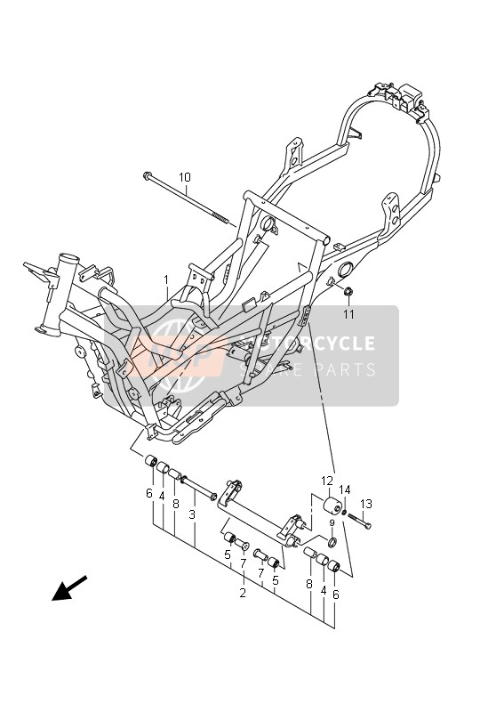 Suzuki AN400(A)(ZA) BURGMAN 2011 Frame (AN400ZA E2) voor een 2011 Suzuki AN400(A)(ZA) BURGMAN